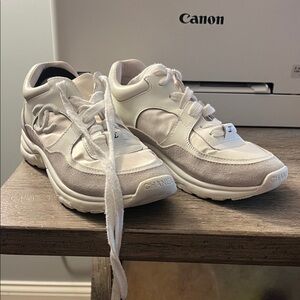Barely worn white leather Chanel sneakers
